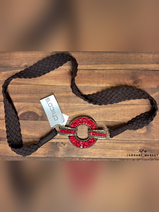 Chico's Accessories - Chico's Brown Braided Belt with Beaded Buckle NWT